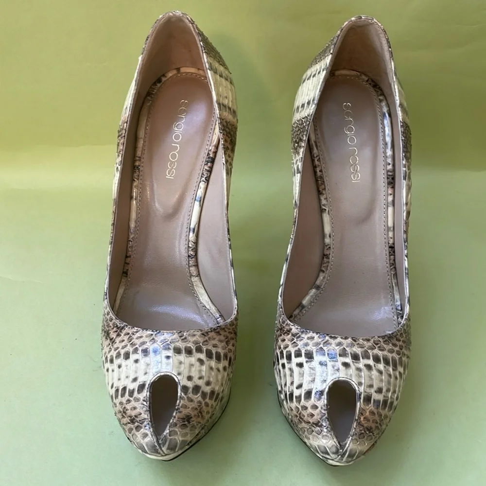 Multicolored Sergio Rossi snake skin platform